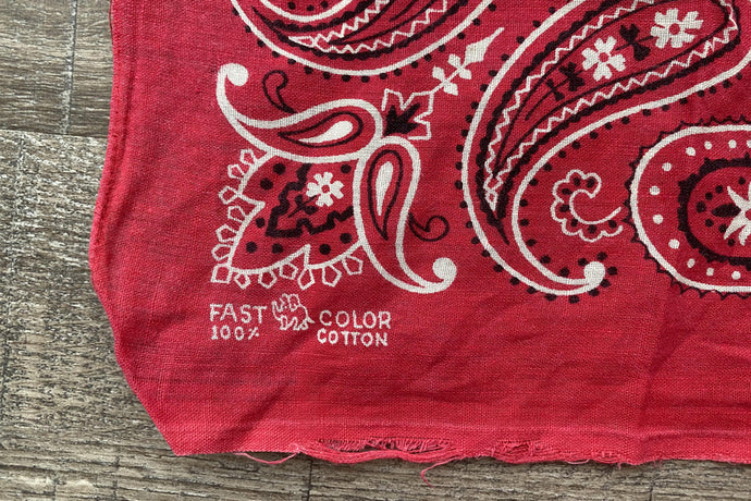 Red Paisley Fast Color Bandana with Trunk Up Elephant