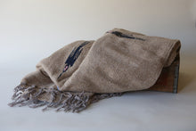 Handwoven Mexican Thunderbird Falsa Blanket in Neutral Camel Tan