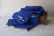 Handwoven Mexican Thunderbird Falsa Blanket in Royal Blue