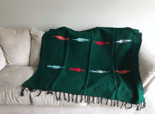 Handwoven Mexican Thunderbird Falsa Blanket in Alpine Forest Green